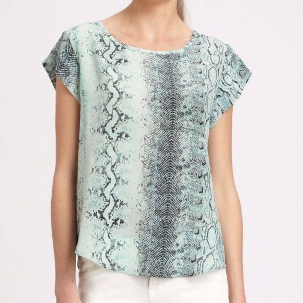 Joie Snake-Print Rancher Silk Top - image 1